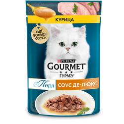 Корм консервированный для взрослых кошек ГУРМЭ Перл Соус Де-люкс с курицей в роскошном соусе, 75г, фотография