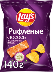 Чипсы картофельные LAY'S Рифленые Сливочный лосось, 140г, картинка