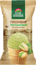 Мороженое СЕЛО ЗЕЛЁНОЕ Пломбир фисташковый 15%, без змж, вафельный стаканчик, 70г, изображение