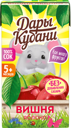 Сок фруктово-ягодный ДАРЫ КУБАНИ Яблоко и вишня, с 5 месяцев, 125мл, изображение