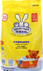 Стиральный порошок для детского белья УШАСТЫЙ НЯНЬ, 2,4кг, крупный план
