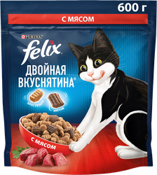 Корм сухой для взрослых кошек FELIX Двойная вкуснятина с мясом, 600г, картинка