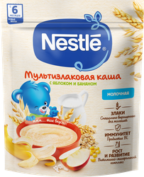 Каша мультизлаковая NESTLE молочная, с яблоком и бананом, с 6 месяцев, 200г, картинка