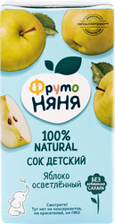 Сок ФРУТОНЯНЯ Яблоко осветленный без сахара, с 3 лет, 500мл, детальное фото