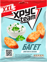 Сухарики воздушные ХРУСTEAM Багет Сметана-зелень, 100г, вид