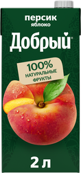 Напиток сокосодержащий ДОБРЫЙ Яблочно-персиковый, 2л, фото