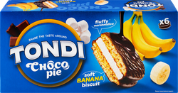 Печенье TONDI Choco Pie банановое, глазированное, 180г, картинка