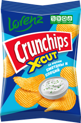 Чипсы картофельные LORENZ Crunchips X-Cut рифленые, со вкусом сметаны и специй, 70г, фото
