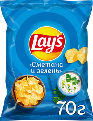 Чипсы картофельные LAY'S со вкусом сметаны и зелени, 70г, вид