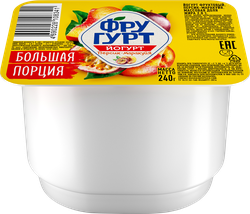 Йогурт ФРУГУРТ Персик, маракуйя 2%, без змж, 240г, фото