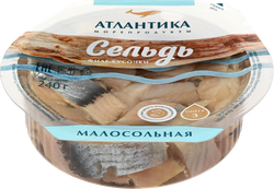 Сельдь малосольная АТЛАНТИКА филе-кусочки в масле, 240г, фото