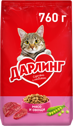 Корм сухой для взрослых кошек ДАРЛИНГ с мясом и добавлением овощей, 760г, изображение