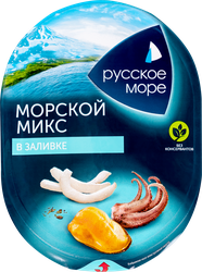 Коктейль из морепродуктов РУССКОЕ МОРЕ Морской микс, в заливке, 180г, картинка