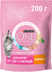 Корм сухой для котят PURINA ONE Kitten с курицей и цельными злаками, 200г, фото