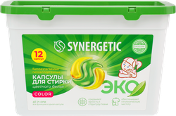 Капсулы для стирки SYNERGETIC Color, 12шт, детальное фото