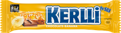 Батончик злаковый SOJ Kerlli с бананом, в молочном шоколаде, 50г, крупный план