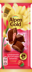 Шоколад молочный ALPEN GOLD с клубнично-йогуртовой начинкой, 80г, изображение