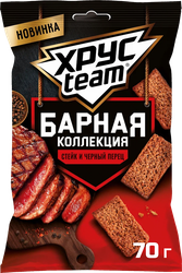 Сухарики ржано-пшеничные ХРУСTEAM Барная коллекция, стейк и черный перец, 70г, детальное фото