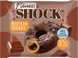 Донат FITNESSHOCK с шоколадной начинкой, глазированный, 70г, крупный план