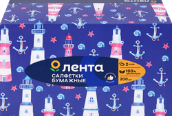 Салфетки бумажные ЛЕНТА белые, в коробке, 200шт, детальное фото