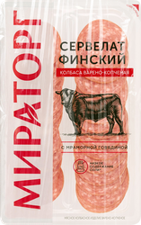 Колбаса копчено-вареная МИРАТОРГ Сервелат Финский, нарезка, 100г, детальное фото