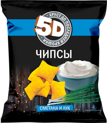 Чипсы пшеничные 5Д Сметана и лук, 200г, вид