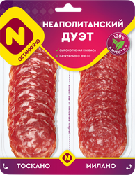 Ассорти колбас сырокопченое ОСТАНКИНО Неаполитанский дуэт, нарезка, 90г, изображение