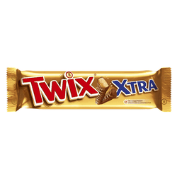 Батончик TWIX Xtra с карамелью и печеньем, 82г, крупный план