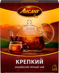 Чай черный ЛИСМА Крепкий Индийский байховый, 100пак, крупный план