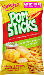 Чипсы картофельные POMSTICKS со вкусом сметаны и специй, соломка, 100г, вид
