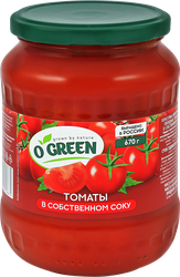 Томаты в собственном соку O`GREEN, 720мл, вид