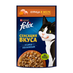 Корм влажный для взрослых кошек FELIX Sensations Курица в желе с морковью, 75г, вид