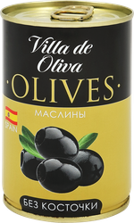 Маслины без косточки VILLA DE OLIVA, 314мл, крупный план