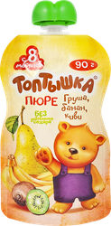 Пюре ТОПТЫШКА Груша, банан и киви, с 8 месяцев, 90г, фото