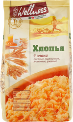 Хлопья WELLNESS Правильное решение! 4 злака, 400г, изображение