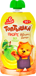 Пюре фруктовое ТОПТЫШКА Яблоко и банан, с 6 месяцев, 90г, фотография