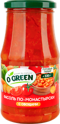 Фасоль O`GREEN По-монастырски, с овощами, 530г, крупный план
