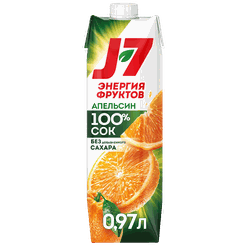 Сок J7 Апельсин с мякотью, 0.97л, крупный план