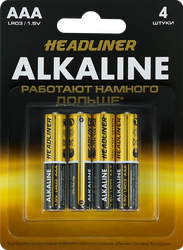 Батарейка алкалиновая HEADLINER ААА, Арт. LR03-4B, 4шт, крупный план