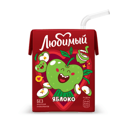Напиток сокосодержащий ЛЮБИМЫЙ Яблоко осветленный, 0.2л, крупный план