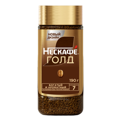 Кофе растворимый с добавлением молотого НЕСКАФЕ Gold натуральный сублимированный, ст/б, 190г, крупный план
