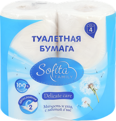 Бумага туалетная SOFITA 2-слоя, 4шт, фотография