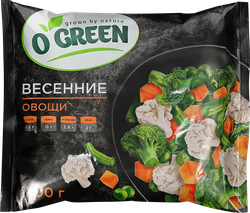 Смесь овощная O`GREEN Весенние овощи, свежемороженая, 400г, крупный план