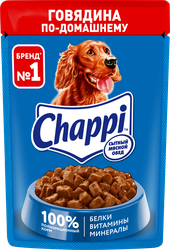 Корм консервированный для взрослых собак CHAPPI Сытный мясной обед Говядина по-домашнему, для всех пород, 85г, изображение