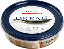 Сельдь ОКЕАН филе-кусочки в масле с ароматом копчения и укропом, 380г, вид
