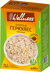 Хлопья овсяные WELLNESS Геркулес, 400г, крупный план