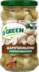 Шампиньоны маринованные O`GREEN целые, 314мл, детальное фото