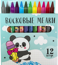 Набор восковых цветных мелков, 12шт, крупный план