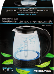 Чайник HEADLINER стеклянный, 1.8л, 1500Вт, изображение