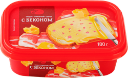 Продукт плавленый с сыром и беконом 60%, с змж, 180г, крупный план